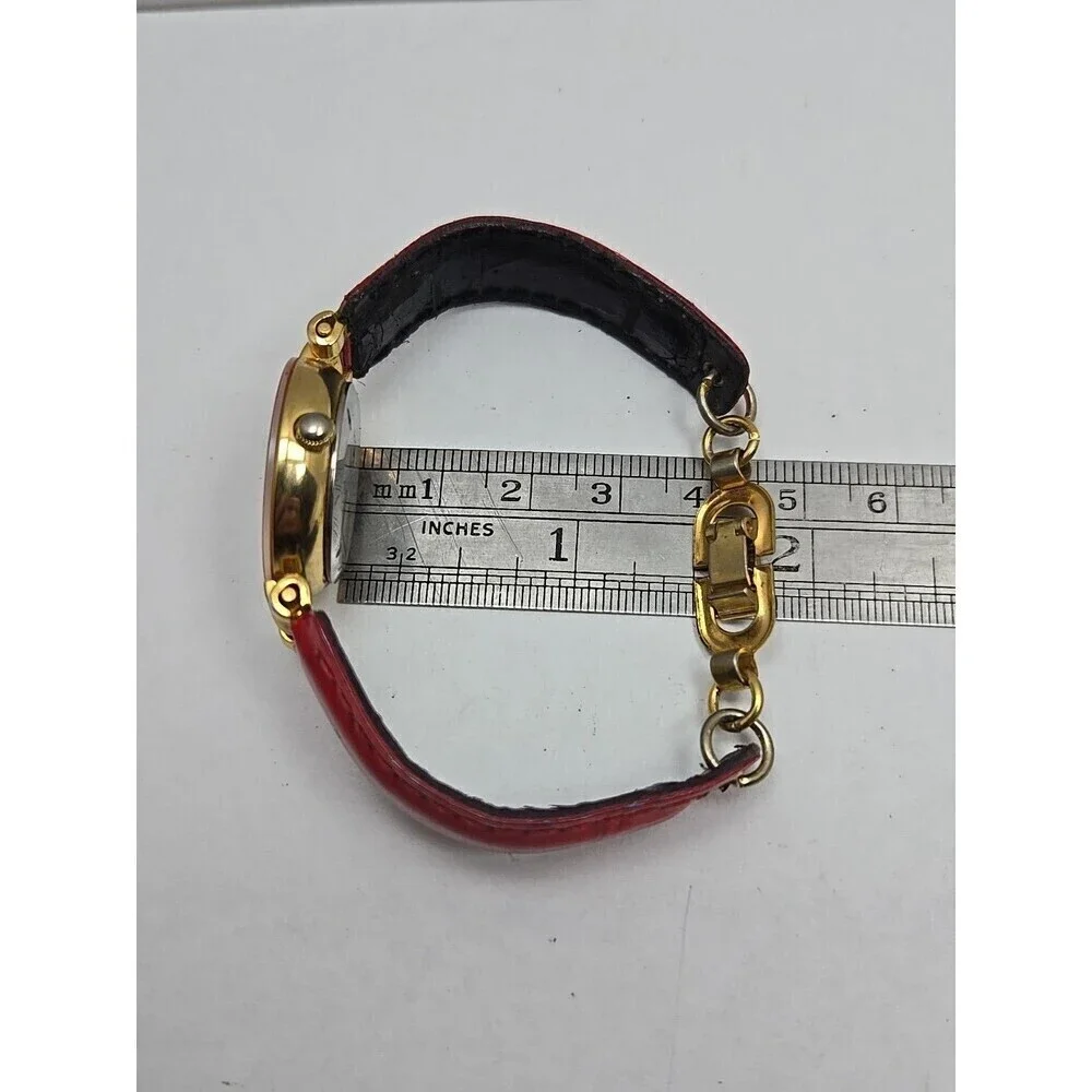 Vintage Prevue Timewear V3060 Ladies Red Enamel Bezel Watch New Battery Unique